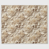 Niedliche 3-D Ivory/Gold Weihnachten Florals Geschenkpapier (Flach)
