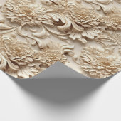 Niedliche 3-D Ivory/Gold Weihnachten Florals Geschenkpapier (Ecke)