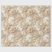 Niedliche 3-D Ivory/Gold Weihnachten Florals Geschenkpapier (Flach)