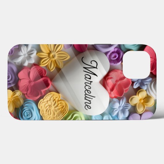 Niedliche 3D-Blume und Großherz Case-Mate iPhone Hülle (Rückseite (Horizontal))