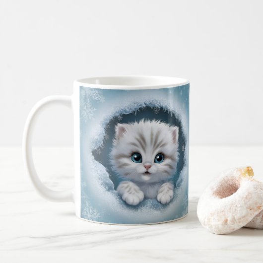 Niedliche 3D Kitten Tasse Wrap - Ideal für Cat Lov (Mit Donut)