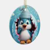 Niedliche 3D-Pinguine Xmas Keramik Ornament (Rechts)