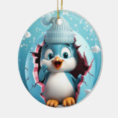 Niedliche 3D-Pinguine Xmas Keramik Ornament (Links)
