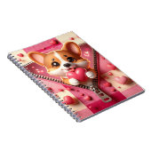 Niedliche 3D-Welpe im rosa und weißen Hintergrund Notizblock (Rechte Seite)