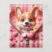 Niedliche 3D-Welpe im rosa und weißen Hintergrund  Postkarte (Vorderseite)