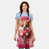 Niedliche 3D-Welpe im rosa und weißen Hintergrund Schürze (Getragen)