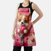 Niedliche 3D-Welpe im rosa und weißen Hintergrund Schürze (InSitu)