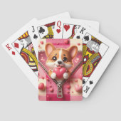 Niedliche 3D-Welpe im rosa und weißen Hintergrund Spielkarten (Rückseite)