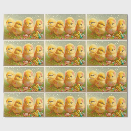 Niedliche 4 Osterhühnerkollektion Geschenkpapier (Flach)