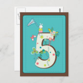 niedliche 5-Geburtstagskarte Postkarte (Vorne/Hinten)