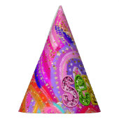 Niedliche 7. Regenbogensequenz Gold Glitzer Maxima Partyhütchen (Links)