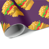 Niedliche 8-Bit Burger-Farbe Schnelle Lebensmittel Geschenkpapier (Rolleneckpunkt)