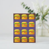 Niedliche 8-Bit Burger-Farbe Schnelle Lebensmittel Postkarte (Stehend Vorderseite)