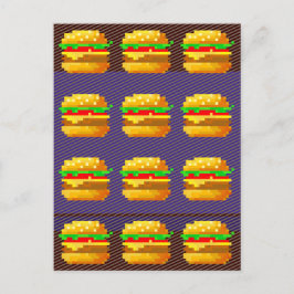 Niedliche 8-Bit Burger-Farbe Schnelle Lebensmittel Postkarte