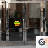 Niedliche 8-Bit Pixel Art Burger Fun Geek Fast Foo Fensteraufkleber (Büro Tür)