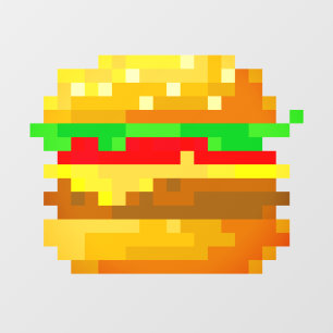 Niedliche 8-Bit Pixel Art Burger Fun Geek Fast Foo Fensteraufkleber