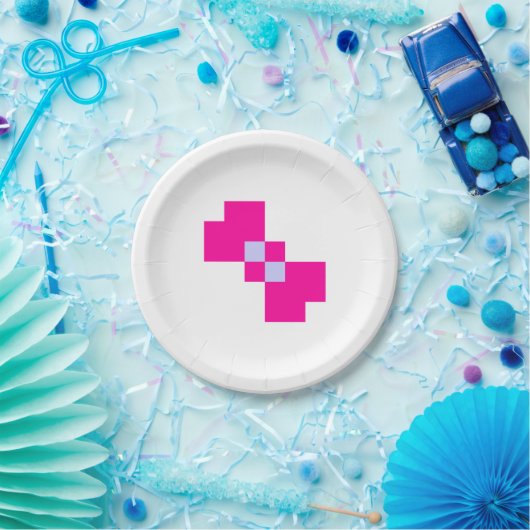 Niedliche 8-Bit-Pixelanzeige Pappteller (Party)