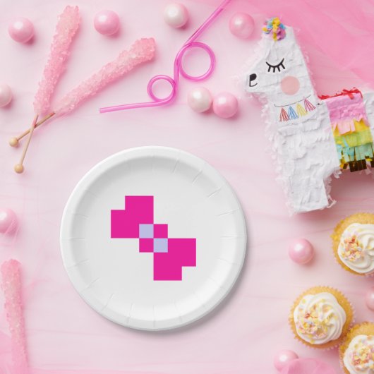 Niedliche 8-Bit-Pixelanzeige Pappteller (Party)