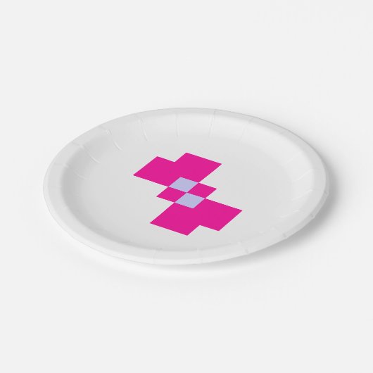 Niedliche 8-Bit-Pixelanzeige Pappteller (Schrägansicht)