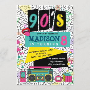 Niedliche 90er-Themenfeier Geburtstagsveranstaltun Einladung