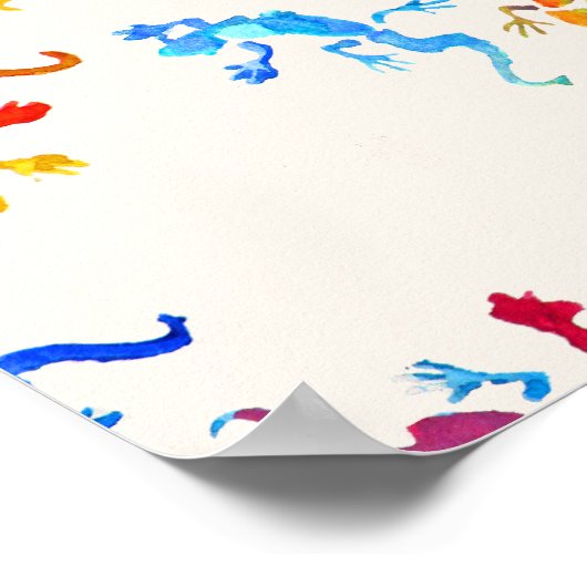 Niedliche Abbildung der farbigen Geckos Poster (Ecke)