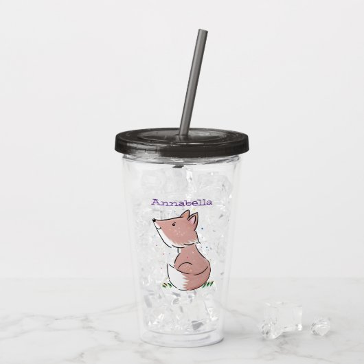 Niedliche Abbildung des Babyfuchs Cartoon Acryltrinkbecher (Rückseite Ice)