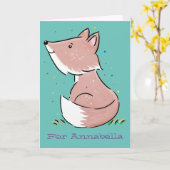 Niedliche Abbildung des Babyfuchs Cartoon Karte (Gelbe Blume)