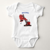 Niedliche Abbildung des Cartoon mit rotem Dampf Baby Strampler (Vorderseite)