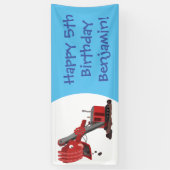 Niedliche Abbildung des Cartoon mit rotem Dampf Banner (Vertikal)