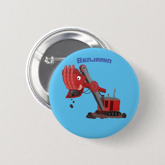 Niedliche Abbildung des Cartoon mit rotem Dampf Button (Vorne & Hinten)