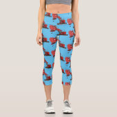 Niedliche Abbildung des Cartoon mit rotem Dampf Capri Leggings (Vorderseite)