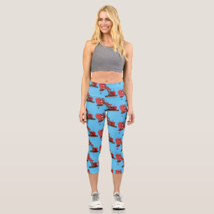 Niedliche Abbildung des Cartoon mit rotem Dampf Capri Leggings