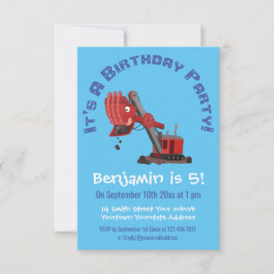 Niedliche Abbildung des Cartoon mit rotem Dampf Einladung