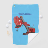 Niedliche Abbildung des Cartoon mit rotem Dampf Golfhandtuch (Insitu)