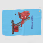 Niedliche Abbildung des Cartoon mit rotem Dampf Golfhandtuch (Horizontal)