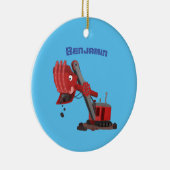 Niedliche Abbildung des Cartoon mit rotem Dampf Keramik Ornament (Rechts)