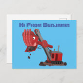 Niedliche Abbildung des Cartoon mit rotem Dampf Postkarte (Vorne/Hinten)