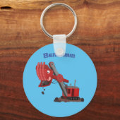 Niedliche Abbildung des Cartoon mit rotem Dampf Schlüsselanhänger (Vorderseite)