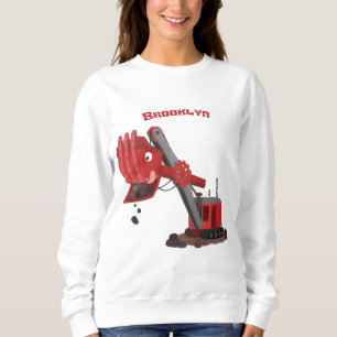 Niedliche Abbildung des Cartoon mit rotem Dampf Sweatshirt
