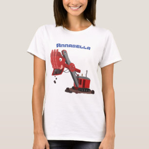 Niedliche Abbildung des Cartoon mit rotem Dampf T-Shirt