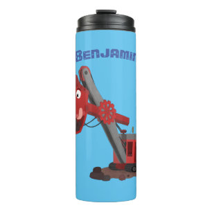 Niedliche Abbildung des Cartoon mit rotem Dampf Thermosbecher