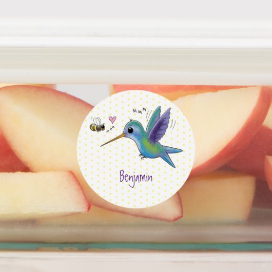 Niedliche Abbildung des Cartoon von Hummingbird Etiketten (Befestigt)