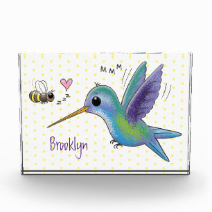 Niedliche Abbildung des Cartoon von Hummingbird Fotoblock