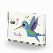 Niedliche Abbildung des Cartoon von Hummingbird Fotoblock (Rechts)