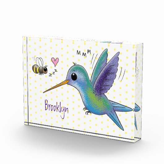 Niedliche Abbildung des Cartoon von Hummingbird Fotoblock (Rechts)