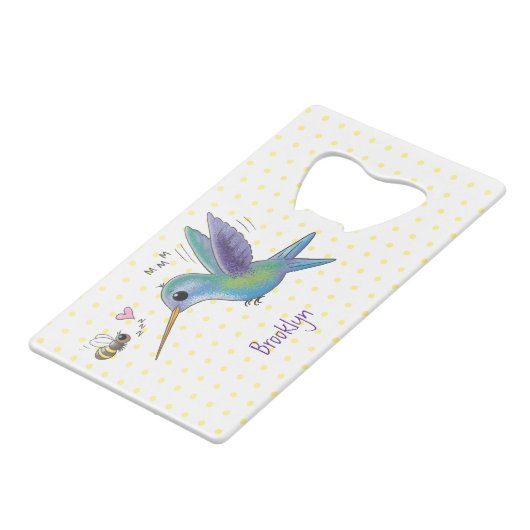 Niedliche Abbildung des Cartoon von Hummingbird Geldbeutel Flaschenöffner (Vorderseite Schrägansicht)