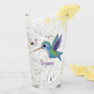 Niedliche Abbildung des Cartoon von Hummingbird Glas