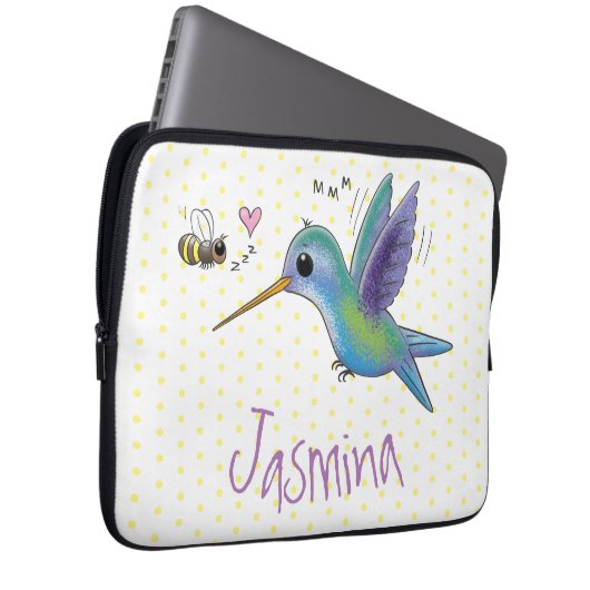 Niedliche Abbildung des Cartoon von Hummingbird Laptopschutzhülle (Vorne Rechts)