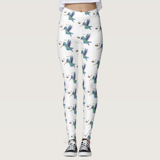 Niedliche Abbildung des Cartoon von Hummingbird Leggings (Vorderseite)