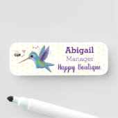 Niedliche Abbildung des Cartoon von Hummingbird Namensschild (Beispiel)